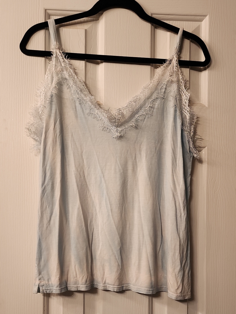 POL Light Blue Lace-Trim V-Neck Camisole